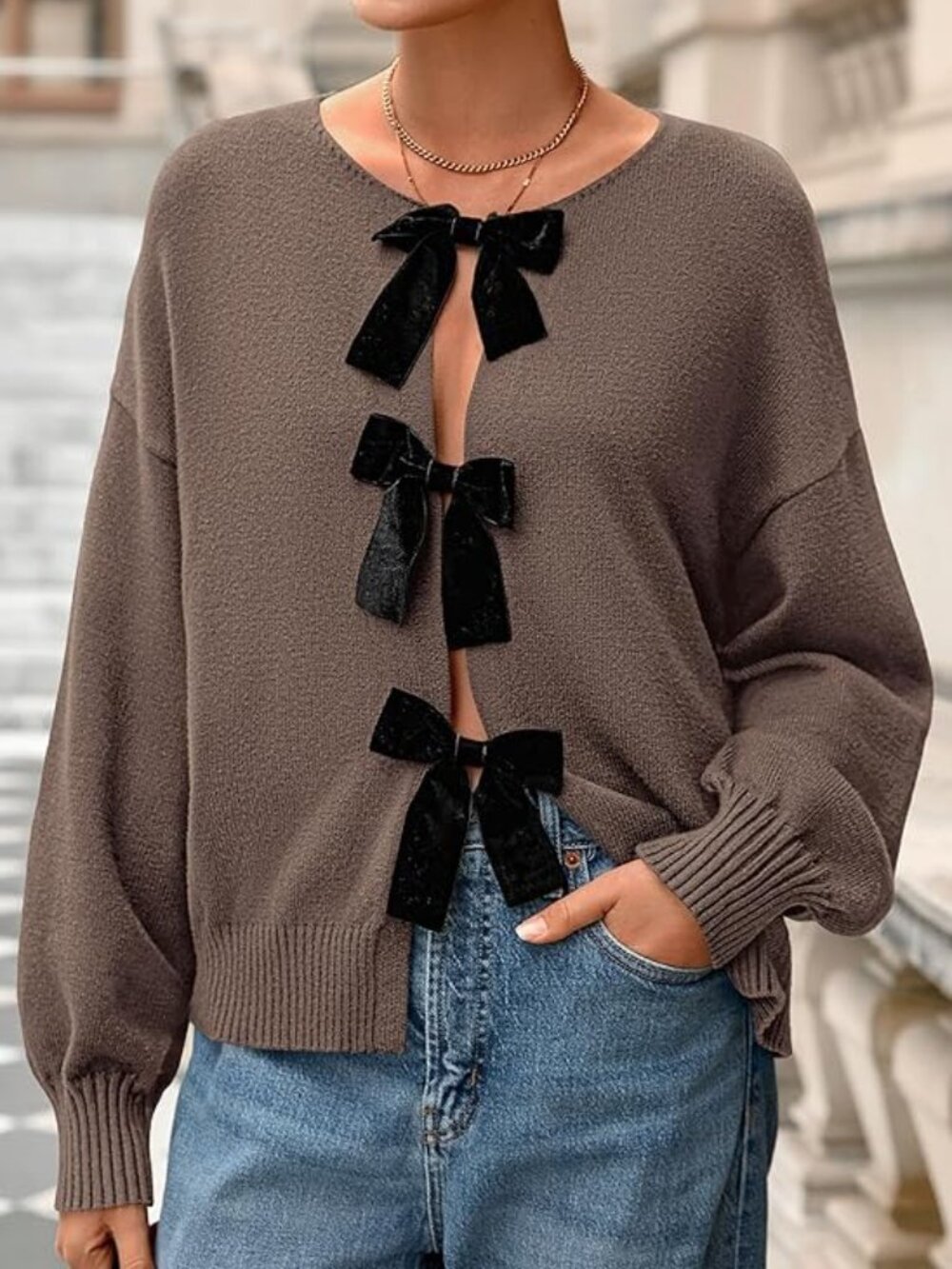 New‎ - Cardigan Sweaters for Women Fall Fashion 2026 Bow Tie Front Long Sleeve